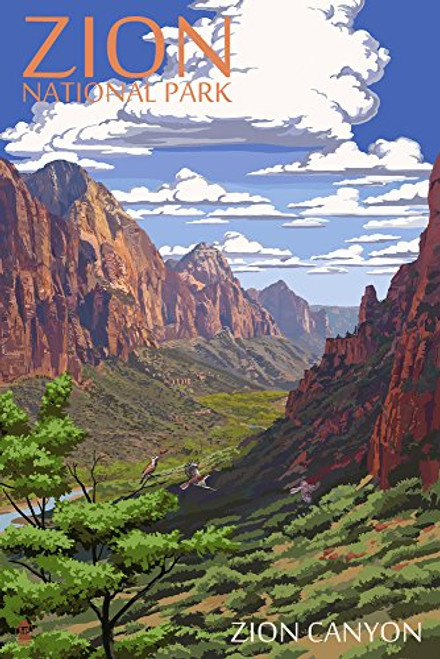Zion National Park, Utah - Zion Canyon View (12x18 Art Print, Wall Decor Travel Poster)