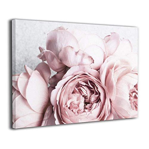 Hobson Reginald Canvas Wall Art Prints Pink Peonies Scandi Blush Flower -Photo Paintings Modern Decorative Giclee Artwork Wall Decor-Wood Frame Gallery Wrapped 16"x20"