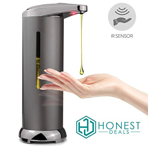 Automatic Soap Dispenser, with Visible Window Touchless Soap Dispenser with Waterproof Base, Infrared Motion Sensor Stainless Steel Dish Liquid Soap Dispenser Suitable for Bathroom Kitchen Restaurant