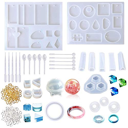 232 Pcs Resin Molds Jewelry Mold, Resin Silicone Molds for Epoxy Resin, UV Resin, Resin Casting Molds for Jewelry Making Including Pendant, Bracelet, Earring, Diamond Molds