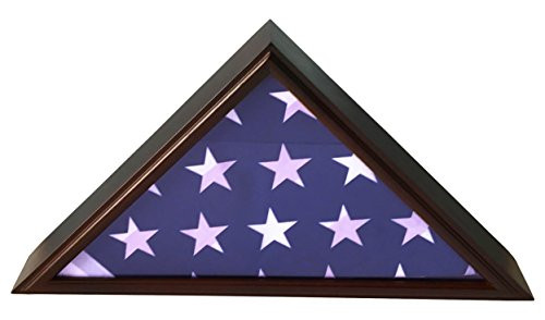 DECOMIL - 5x9 Burial/Funeral/Veteran Flag Elegant Display Case, Solid Wood, Cherry Finish, Flat Base