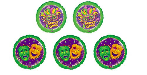Anagram Mardi Gras Balloons - Set of 5 Mylar Foil Mardi Gras Masquerade Masks Balloons