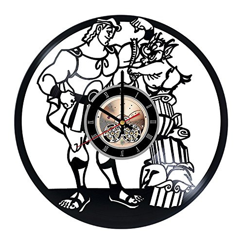 Hercules The Movie Vinyl Record Wall Clock - Bedroom or Kids Room Wall Decor - Gift Ideas for Children, Teens, Boys and Girls - Cartoon Unique Art Design
