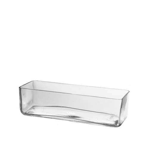 CYS EXCEL Rectangular Glass Vase, Block Vase, Flower Vase, Rectangle Vases for Centerpieces, Pack of 1. (H:4" Open:12"x4")