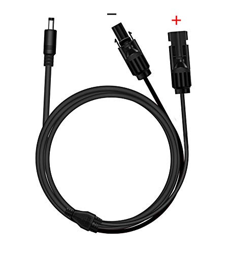 6.6Ft Heavy Duty Waterproof Solar Male/Female Connector to DC 5.5mm x 2.1mm Solar Panel Adapter Cable for Charging Power Station, Solar Generator and Rechargeable Battery Pack