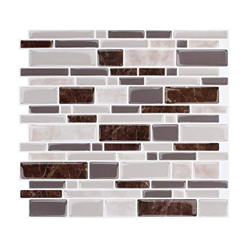 Self Adhesive Tile Backsplash, Peel and Stick Backsplash Tiles for Kitchen, Wallpaper backsplash for Kitchen Wall Tiles, Stick on Tiles 11.25"x10" (5 Sheets)