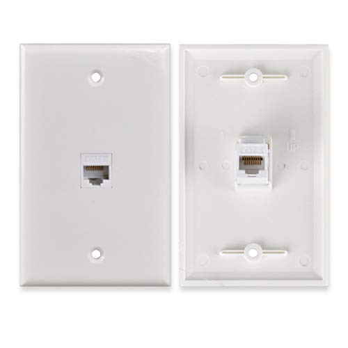 Conwork 1 Port CAT 6 Ethernet Wall Plate, RJ45 Ethernet Keystone Inserts Jack Network Wall Plate Panel - Cat6/5/5e Compatible (2-Pack)