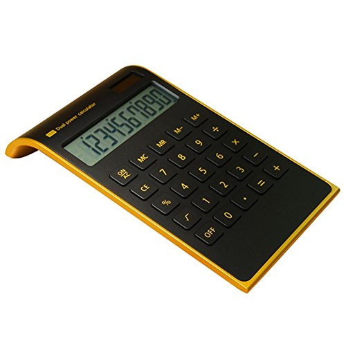 ?Letitfly? Calculator, Slim Elegant Design, Office/home electronics, Dual Powered Desktop Calculator, Solar power, 10 Digits, Tilted LCD Display, Inclined Design, Black (Slim)