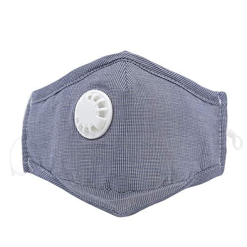 Dust Mask with Valve, Washable and Reusable Cotton Face Mask with 4Pcs PM2.5 Filters for Anti Dust Haze Windproof Keep warm (Gray)