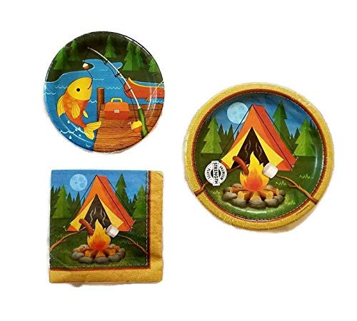 Creative Converting Camp Out Party Plates 9" (8) Plates 7" (8) Napkins (16) Party Bundle
