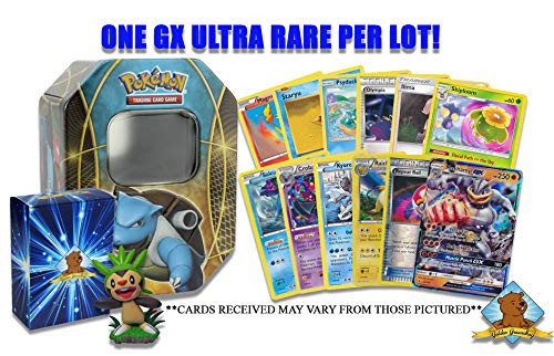 100 Pokemon Card Lot - 1 GX Ultra Rare - Rares - Holo Rare - Foils - 1 Pokemon Collectible Figure Comes in Pokemon Tin Or Box! Includes Golden Groundhog Deck Box!