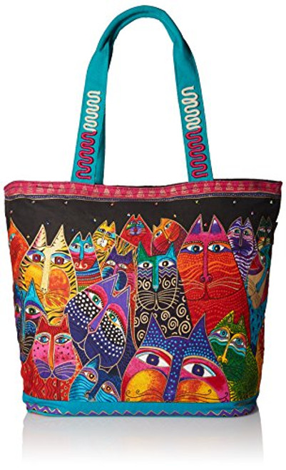 Laurel Burch (LB5230) Shoulder Tote Zipper Top 19, 1/2-Inch by 6, 3/4-Inch by 15-Inch, Fantasticats Laurel Burch (LB5230) Shoulder Tote Zipper Top 19, 1/2-Inch by 6, 3/4-Inch by 15-Inch, Fantasticats