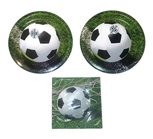 Sports Fanatic Soccer Bundle 9" Plates (16) Lunch Napkins (16)