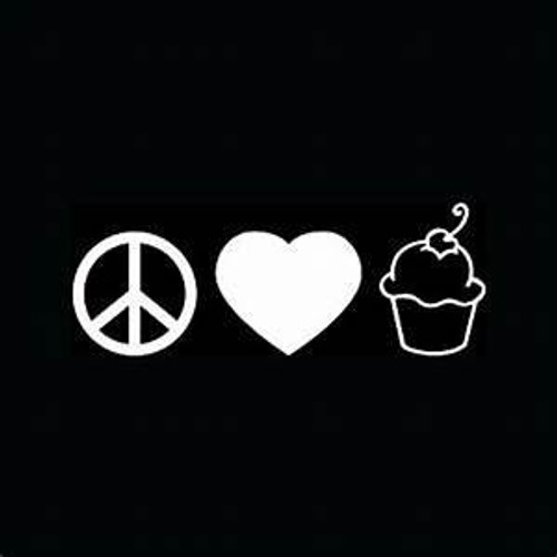 Chase Grace Studio Cupcake Peace Love Cupcakes Vinyl Decal Sticker|White|Cars Trucks Vans SUV Laptops Wall Art|7.5" X 3"|CGS820 Chase Grace Studio Cupcake Peace Love Cupcakes Vinyl Decal Sticker|White|Cars Trucks Vans SUV Laptops Wall Art|7.5" X 3"|CGS820