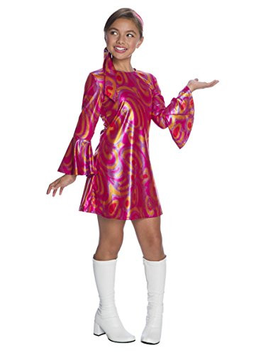 Charades Little Girl's Fuchsia Swirl Disco Diva Childrens Costume, as Shown, X-Small