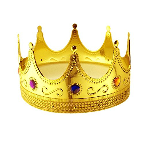 Tytroy Royal King Gold Jeweled Plastic Dress Up Crown Costume Accessory Tytroy Royal King Gold Jeweled Plastic Dress Up Crown Costume Accessory