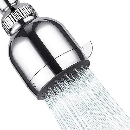 Low flow shower head, High Pressure Showerhead - 3 Inch 3 Functions Chrome Showerhead - Adjustable Metal Swivel Ball Joint with Filter - Ultimate Shower Experience Even at Low Water Flow