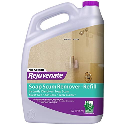 Rejuvenate Scrub Free Soap Scum Remover Non-Toxic Non-Abrasive Cleaning Formula - Spray and Rinse for Streak Free Finish on Glass, Ceramic Tile, Chrome, Plastic and More Rejuvenate Scrub Free Soap Scum Remover Non-Toxic Non-Abrasive Cleaning Formula - Spray and Rinse for Streak Free Finish on Glass, Ceramic Tile, Chrome, Plastic and More