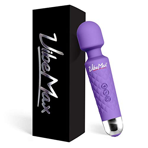 Rechargeable Handheld Personal Wand Massager by VibeMax: Wireless & Waterproof - Powerful Multi Speed Vibration - Whisper Quiet - Cordless - Mini - Purple