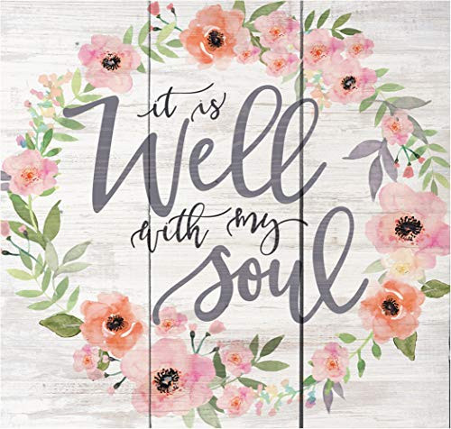 P. Graham Dunn Well with My Soul Floral Wreath Whitewash 10.5 x 10 Wood Pallet Wall Plaque Sign P. Graham Dunn Well with My Soul Floral Wreath Whitewash 10.5 x 10 Wood Pallet Wall Plaque Sign