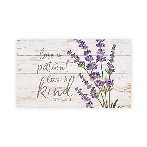 P. Graham Dunn Love is Patient Floral Purple 24 x 14 Pine Wood Pallet Sign