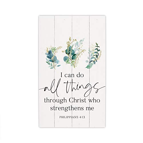 P. Graham Dunn I Can Do All Things Scripture Classic White 24 x 14 Pine Wood Pallet Décor Sign