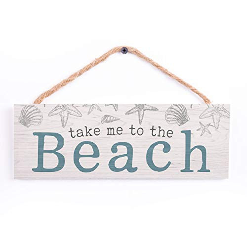 P. Graham Dunn Take Me to The Beach Nautical Blue 10 x 4 Pine Wood Hanging Décor String Sign