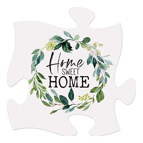 P. Graham Dunn Home Sweet Home Leaf Green 6 x 6 Wood Decorative Mini Puzzle Piece Plaque