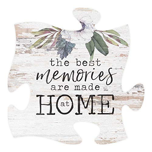 P. Graham Dunn The Best Memories Floral White 12 x 12 Wood Decorative Puzzle Piece Plaque