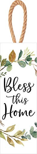 P. Graham Dunn Bless This Home Leaf Green 10 x 4 Solid Pine Wood Decorative String Sign