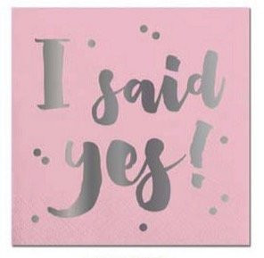 Slant 10-04808-005 I Said Yes Foil Cocktail Beverage Napkins 20ct Collection F172496 Wedding-Bachelorette Party, Clear