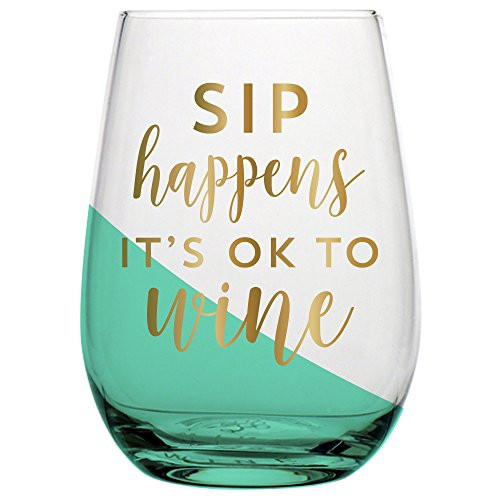 Slant 10-04859-002 20oz Stemless Wineglass Sip Happens, Clear