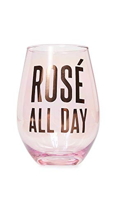 Creative Brands Slant Collections - Jumbo Stemless Wine Glass, 30-Ounce, Rose' All Day