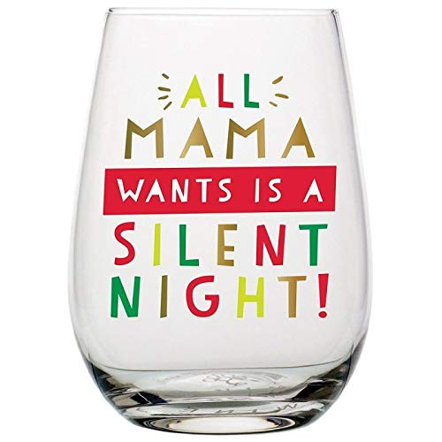 Creative Brands Slant Collections - Jumbo Stemless Holiday Wine Glass, 30-Ounce, Ho Ho Hammered