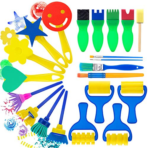 21 Pack Kids Paint Sponges,Sponge Painting Brushes Drawing Tools Kids Painting Kits, Early Learning Foam Sponge Brushes,Art Crafts Flower Sponge Brush 21 Pack Kids Paint Sponges,Sponge Painting Brushes Drawing Tools Kids Painting Kits, Early Learning Foam Sponge Brushes,Art Crafts Flower Sponge Brush