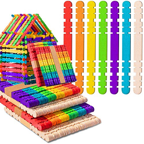 200 Pcs Sawtooth Wood Craft Sticks, Colorful and Natural Wooden Popsicle Sticks Jumbo Wooden Popsicle Sticks Bulk for DIY Craft Creative Designs or Kids 200 Pcs Sawtooth Wood Craft Sticks, Colorful and Natural Wooden Popsicle Sticks Jumbo Wooden Popsicle Sticks Bulk for DIY Craft Creative Designs or Kids