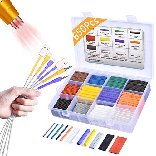 Pointool Heat Shrink Tubing Kit-Wire Shrink Wrap Tubing Wire Heat Shrink Tube Kit Insulation Electrical Colored Assorted Heat Shrink Tubing Assortment Electronics for Wires(Shrink Ratio2:1,650Pcs) Pointool Heat Shrink Tubing Kit-Wire Shrink Wrap Tubing Wire Heat Shrink Tube Kit Insulation Electrical Colored Assorted Heat Shrink Tubing Assortment Electronics for Wires(Shrink Ratio2:1,650Pcs)