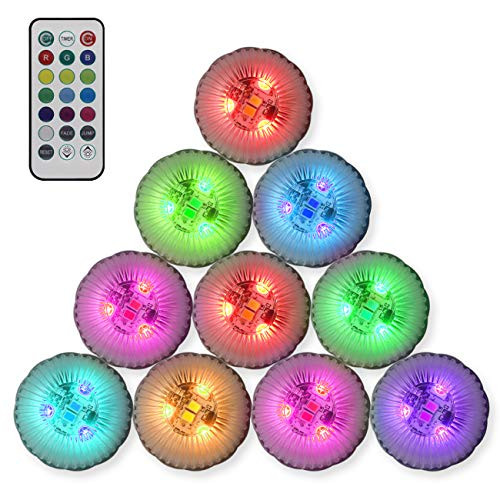 Sunyel Submersible LED Tea Lights, Batteries Powered Mini Color Changing Vase Light with Remote (10 Pack)
