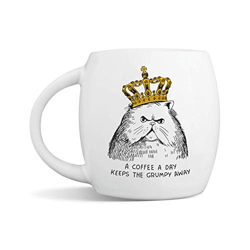 Grumpy Cat Cute Coffee Mug Gift for Cat Lovers - A Coffee a Day Keeps the Grumpy Away - 15 oz Premium Ceramic Mug with Gift Box - Microwave & Dishwasher-Safe