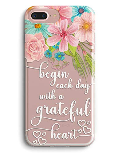 iPhone 7 Plus Case,iPhone 8 Plus Case,Lovely Floral Flowers Spring Blossoms Bible Verses Quotes Christian Inspirational Clear Soft TPU Anti Scratch Protective Case Cover for iPhone 7/8 Plus 5.5"