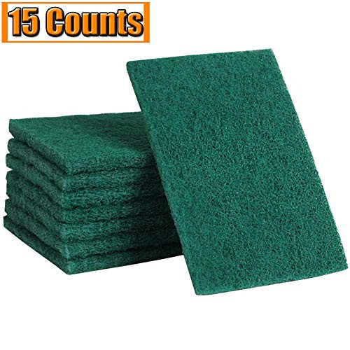 15 Count Scouring Pads Heavy Duty Household Cleaning Scour Pads Cleaning Scrub Sponges Scouring Sponge Pads Non Scratch Pads for Kitchen Dishes Cleaning Dish Pads Non-Scratch Scour Pads (15 Pack)
