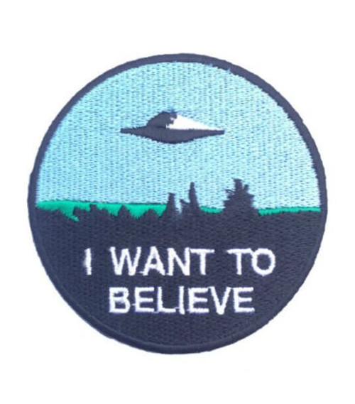 I Want To Believe Patch Embroidered Iron / Sew on Badge X-Files Movie Poster Costume Souvenir Applique I Want To Believe Patch Embroidered Iron / Sew on Badge X-Files Movie Poster Costume Souvenir Applique
