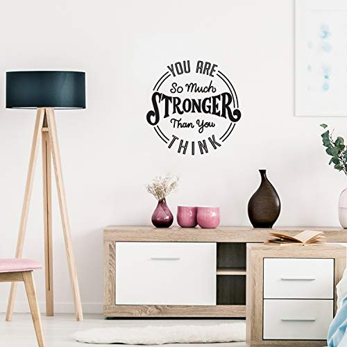 Vinyl Wall Art Decal - You are So Much Stronger Than You Think - 22" x 22" - Modern Motivational Life Quotes for Home Bedroom Apartment Office Workplace Indoor Living Room Decor (22" x 22", Black)