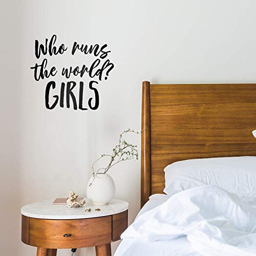Vinyl Wall Art Decal - Who Runs The World Girls - 17" x 19" - Modern Inspirational Trendy Chic Quote for Women Teens Home Office Bedroom Living Room Dorm Room Decoration Sticker Vinyl Wall Art Decal - Who Runs The World Girls - 17" x 19" - Modern Inspirational Trendy Chic Quote for Women Teens Home Office Bedroom Living Room Dorm Room Decoration Sticker