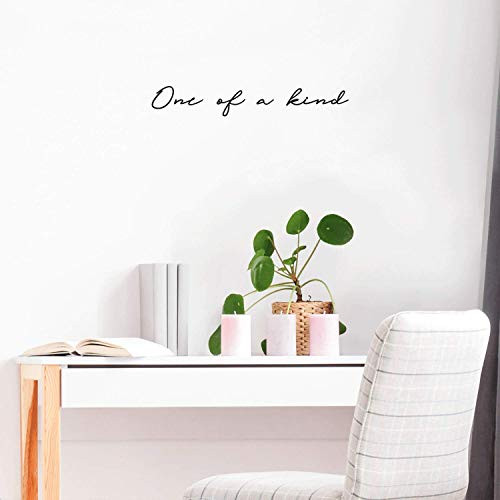 Vinyl Wall Art Decal - One of A Kind - 3" x 15" - Trendy Inspirational Cursive Quote for Home Bedroom Living Room Office Workplace Decoration Sticker (Black)
