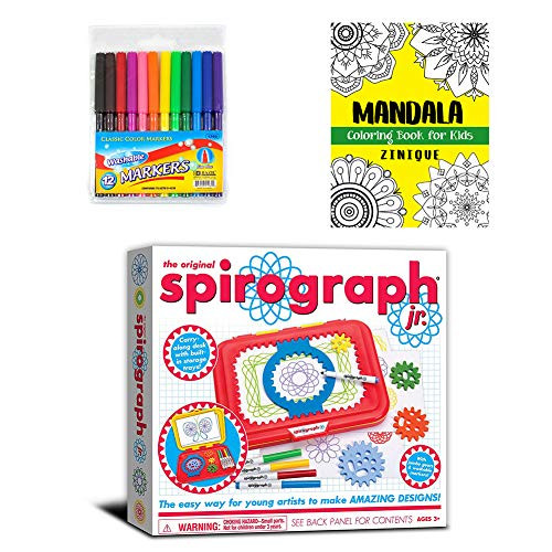 Spirograph Junior Creativity Kit for Kids  Includes Spirograph Junior Set, Washable Watercolor Markers, And Mandala Coloring Book for Kids  Ideal Art Gift Set for Promoting Development in Kids
