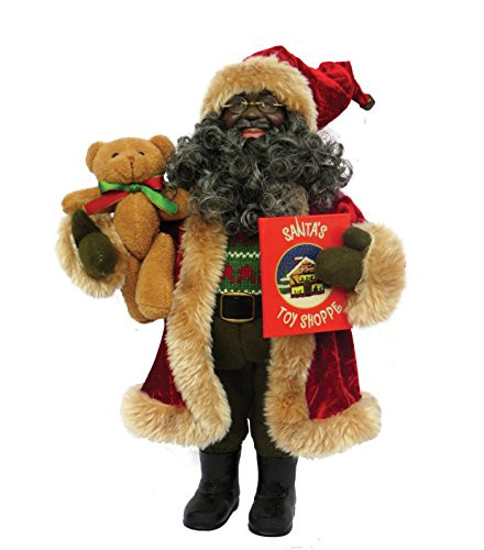 Santa's Workshop 9985 African American Story Time Santa Figurine, 15", Multi
