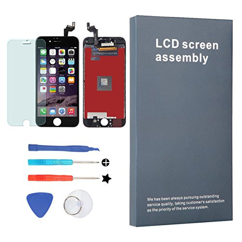 LEMANCA LCD Display Replacement Touch Screen Digitizer (3D Touch) Frame Assembly Full Set with Free Tools and Glass Screen Protector for iPhone 6S (4.7 inches) Black