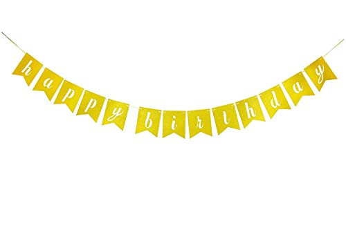 Brcohco Happy Birthday Banner Sparkly Gold Glitter with Gold Letters Hang Bunting Birthday Party Decorations Supplies Brcohco Happy Birthday Banner Sparkly Gold Glitter with Gold Letters Hang Bunting Birthday Party Decorations Supplies