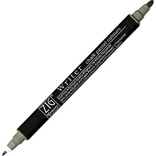 Kuretake ZIG Memory System Twin Marker, Writer Chalk Pastel Colors 0.5mm & 1.2mm, No.12, Gray (MS-6500-012)